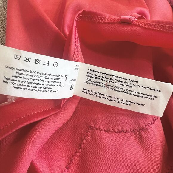 Simone Perele Satin Secrets Chemise Slip Dress Nightgown NEW Pink Lace Sz 8 - Picture 14 of 14